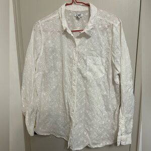 Old Navy White Floral Eyelet Blouse